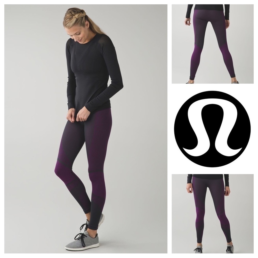 50% OFF Lululemon About That Base Tight Black/Tender Violet Seamless Compression